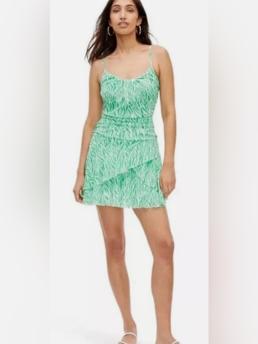 Diane von Furstenberg Target Green Zebra Print Tiered Ruffle Maxi Dress Size M - Picture 1 of 8